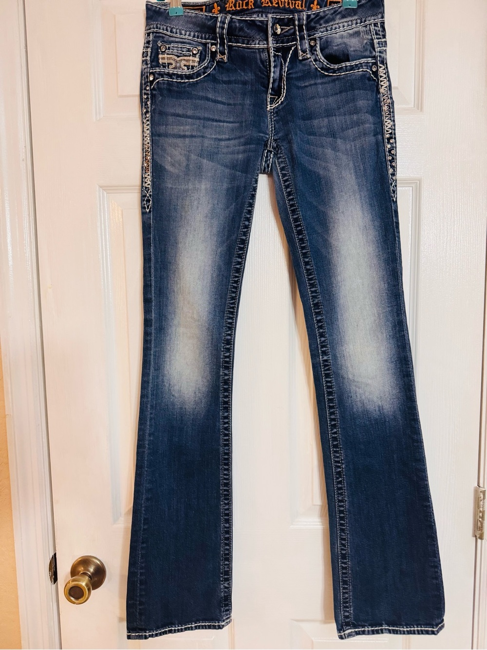 Rock Revival Distressed Medium Blue Bootcut Jeans